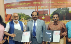 CUTN signed MoU with Tata Institute for Genetics and Society (TIGS) in the presence Vice-Chancellor Prof. M. Krishnan on 25-07-2023