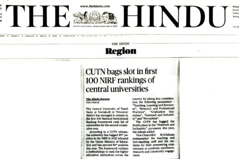 CUTN bags slot in first 100 NIRF rankings of Central Universities